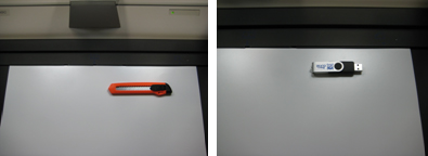 Cuter colocado encima de un papel blanco sobre la plataforma del escaner