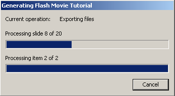 Ventana de Generatin Flash Movie Tutorial