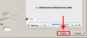 Parte de la venta Publish to Flash