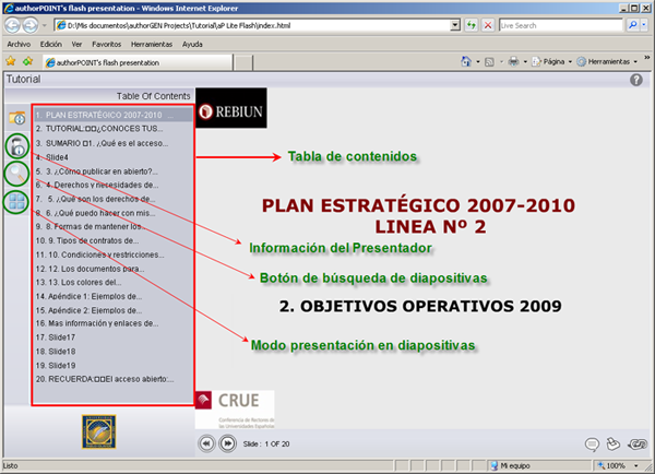 Previsualización del flash nacido a partir de un archivo .ppt