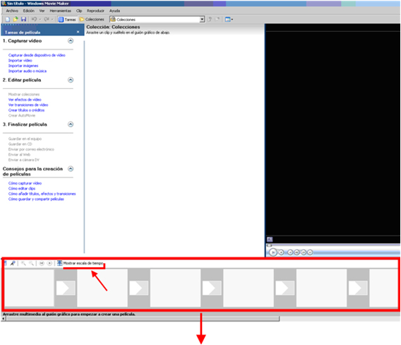 interfaz de Windows Movie Maker