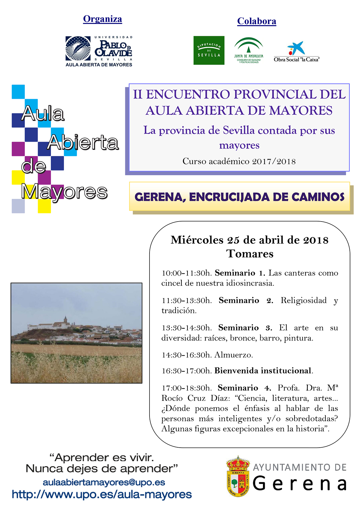 El Aula Abierta de Mayores de Tomares visita Gerena con motivo del II Encuentro Provincial