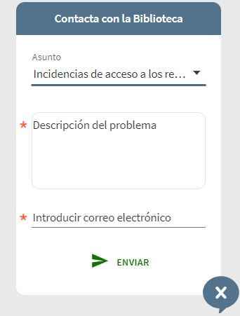Herramiennta Contacta con la Biblioteca: formulario seleccionado