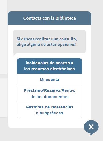 Herramiennta Contacta con la Biblioteca: elección de la incidencia