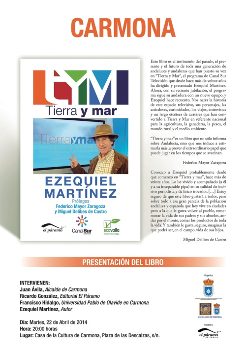 Cartel de la presentación del libro de Ezequiel Martínez