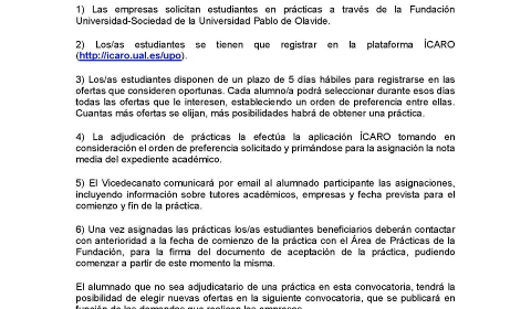 1ª CONVOCATORIA DE PRÁCTICAS CURRICULARES PARA DOBLES GRADOS