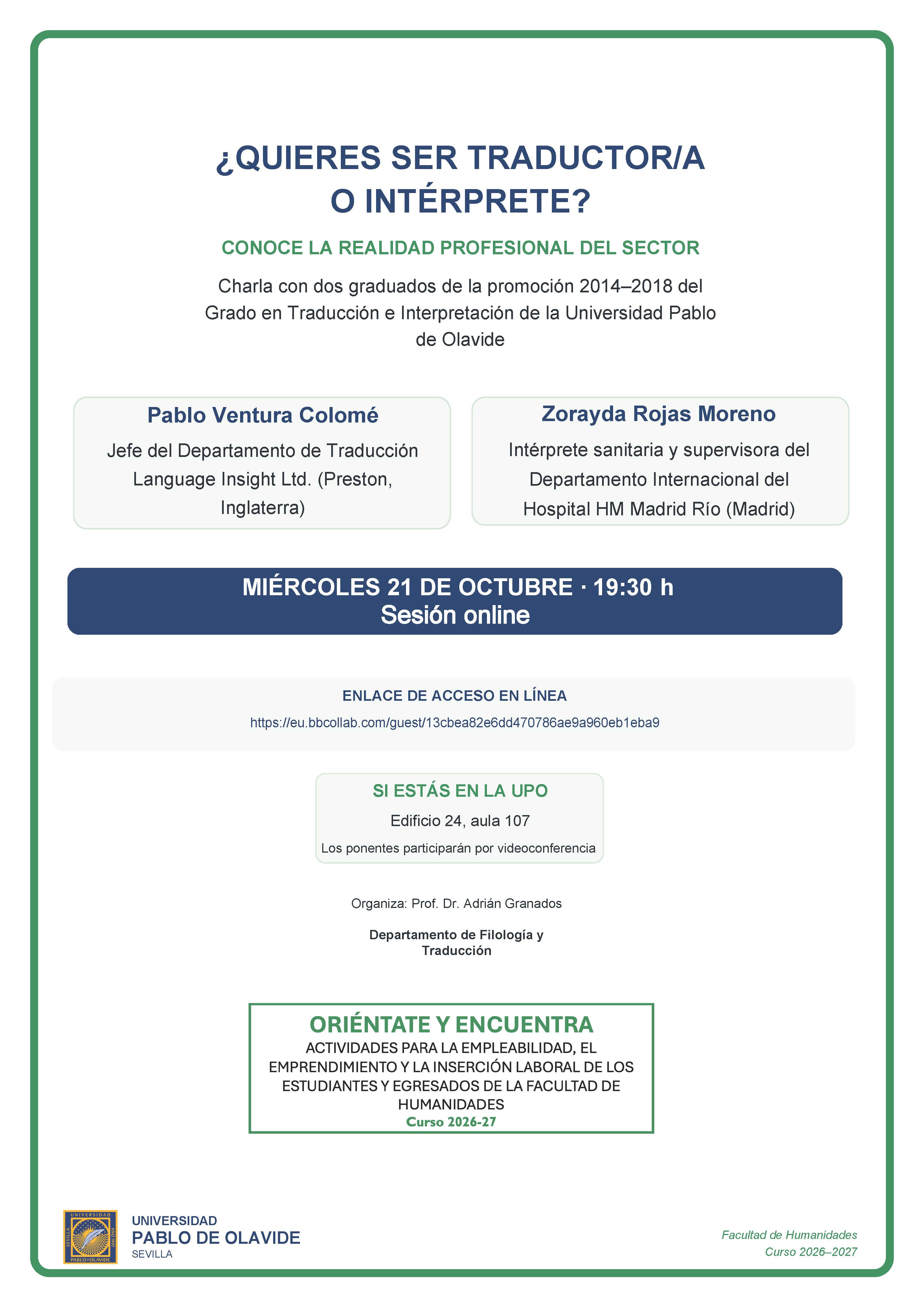 IMAGEN PRINCIPAL.Cartel. Quieres ser traductor-a o intérprete. Actualizado