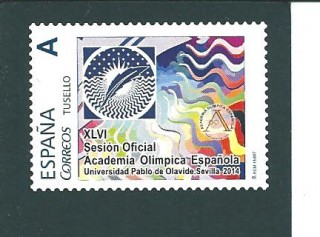 Sello de curso legal editado por Correos con motivo de la 46 sesión anual de la Academia Olímpica Española