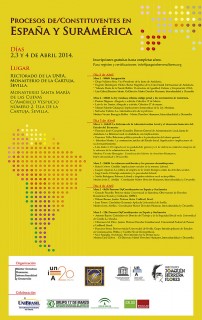 Cartel de las Jornadas "Procesos De/Constituyentes en España y Suramérica" que se celebran en la Cartuja