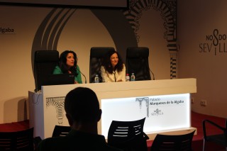 Pilar Rodríguez Reina, vicerrectora de Internacionalización y Comunicación (UPO), y Marina Sciarretta (CCI)