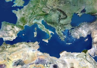 Vista satélite del Mar Mediterráneo