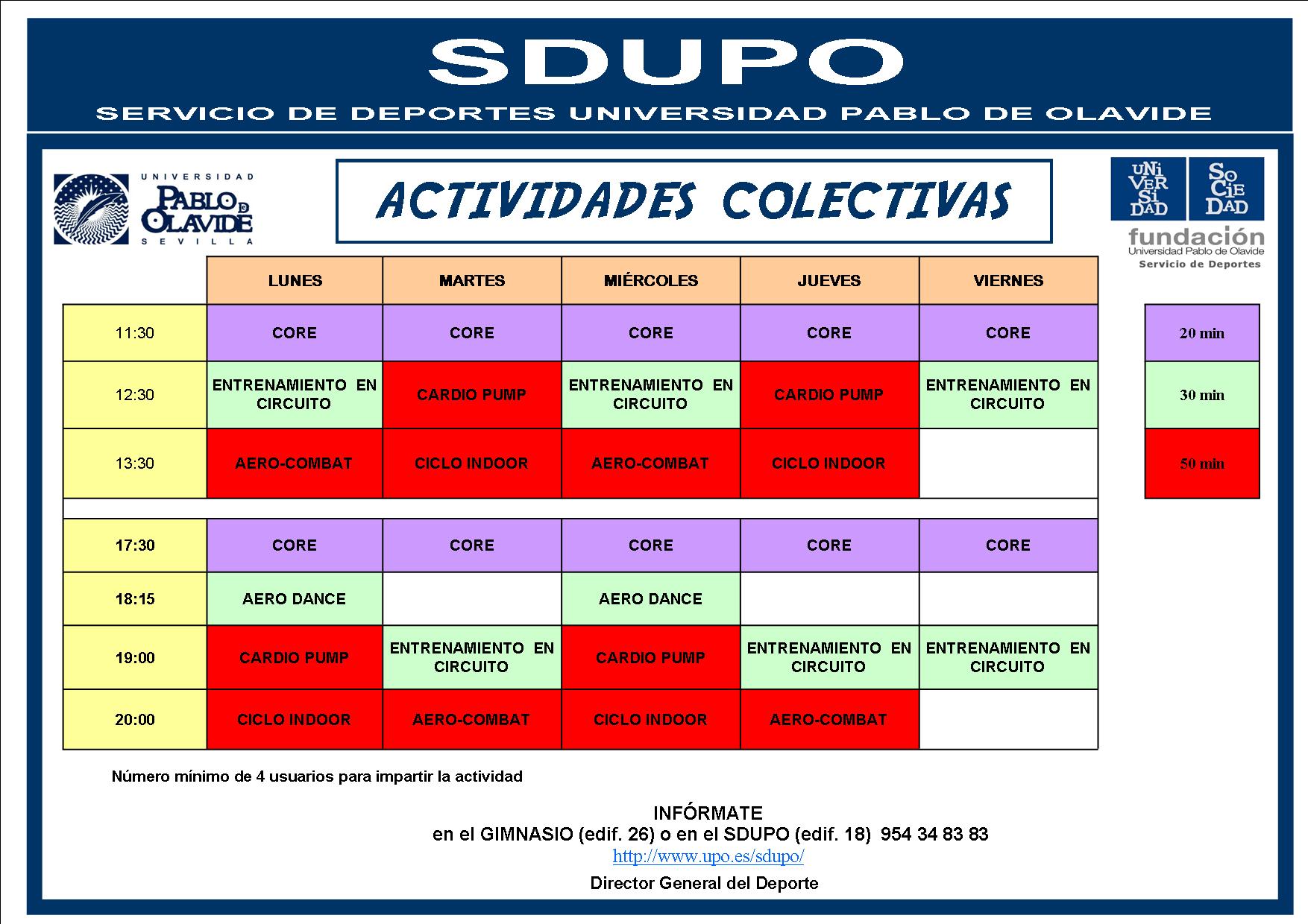 El gimnasio de la UPO oferta nuevas actividades colectivas para el curso  2014/2015 – DUPO – Diario de la Universidad Pablo de Olavide