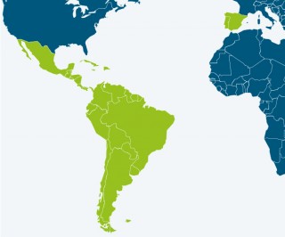 Mapa Europa y América. Señalados los países iberoamericanos