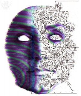 ilustración sobre AI: composición de un rostro y un circuito integrado