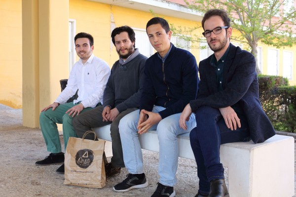 Pictured, from left to right, the student of the UPO Juan Recio Bello, David Matos Branco and Francisco Marques Duarte and  the student of the UPO Pablo Rodríguez Fernández.