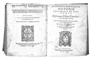 Historie Universali de suoi tempi, de Giovanni Villani (1280- 1348)