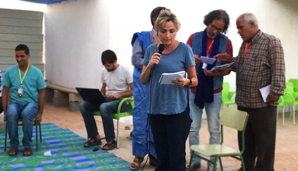 Elodia Hernández en el campamento de refugiados de Tinduf 
