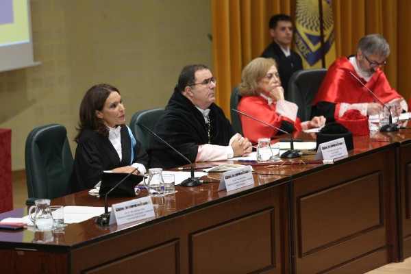 Lina Gálvez, Vicente Guzmán, Amparo Rubiales y José M. Seco durante el Acto de Apertura del Curso 2018/19