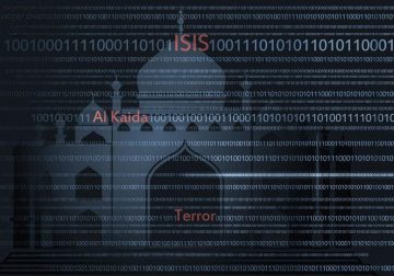 Words ISIS, Al Qaeda, Terror, digital code, illustration