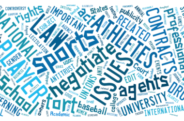 ilustración: etiquetas sobre derecho y deporte