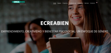 portada de la web de ECREABIEN (joven emprendedora)