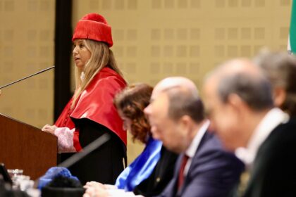 La secretaria general de la UPO, Silvia Mendoza, durante la presentación de la Memoria 2023/24