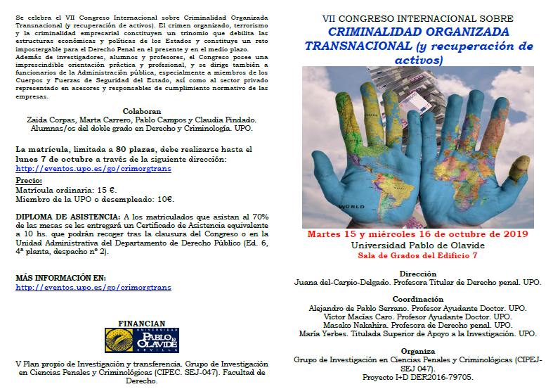 2019-programa Congreso VII Congreso internacional. Criminalidad organizada, trasnacional