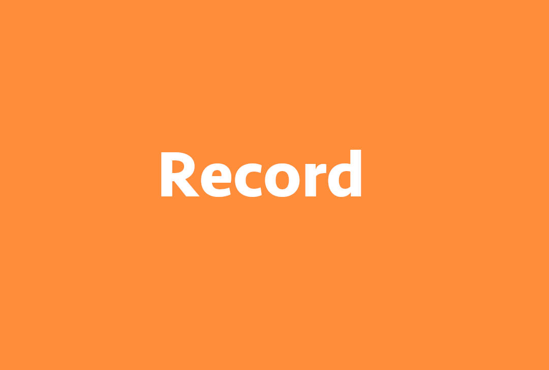 Texto Record sobre fondo naranja